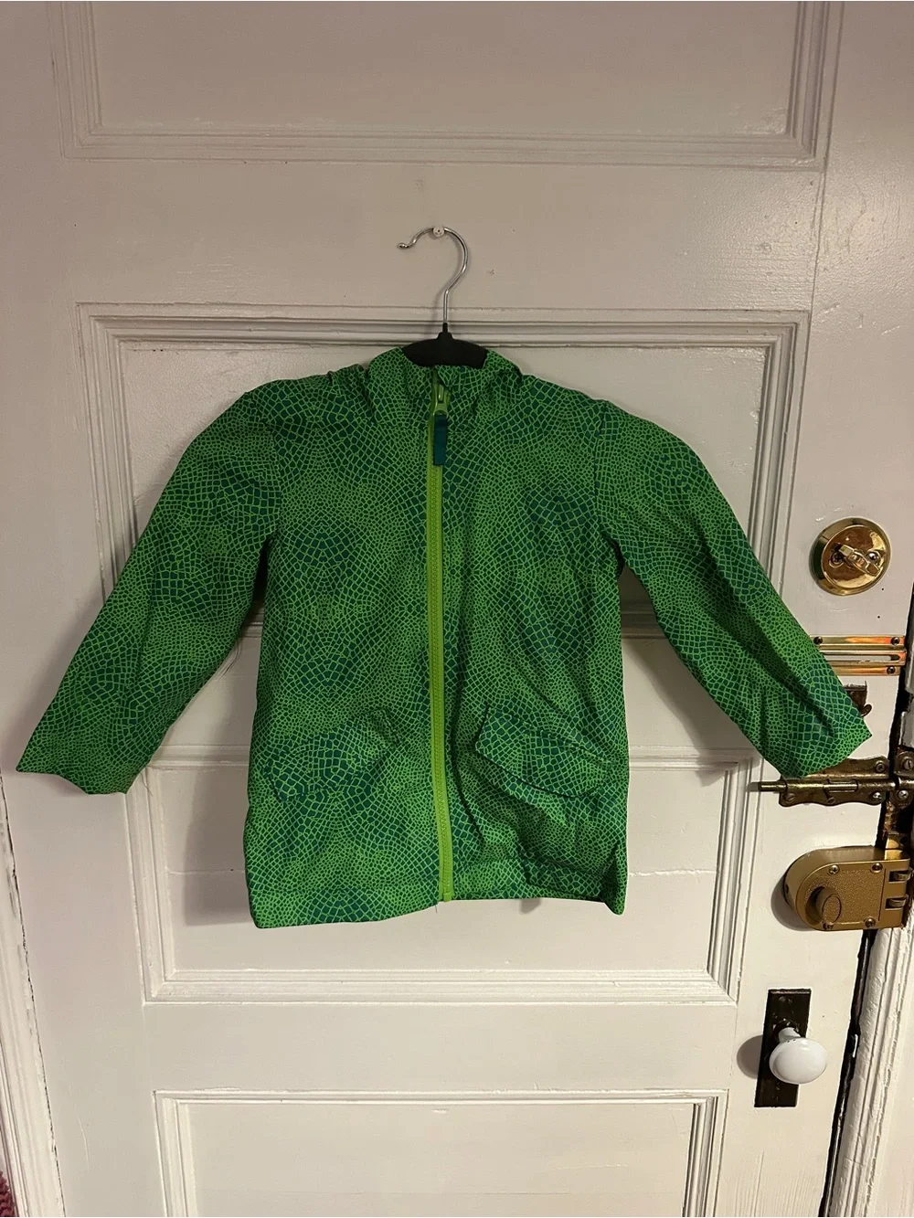 Kids Green Hooded Rain Jacket